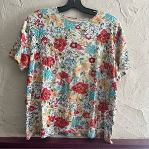 White Stag Floral Tee with Blue and Green Accents